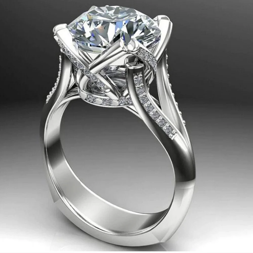 5.57 Ct  Ice White Round Moissanite Diamond Engagement Ring Silver Size 7 - Picture 3 of 13